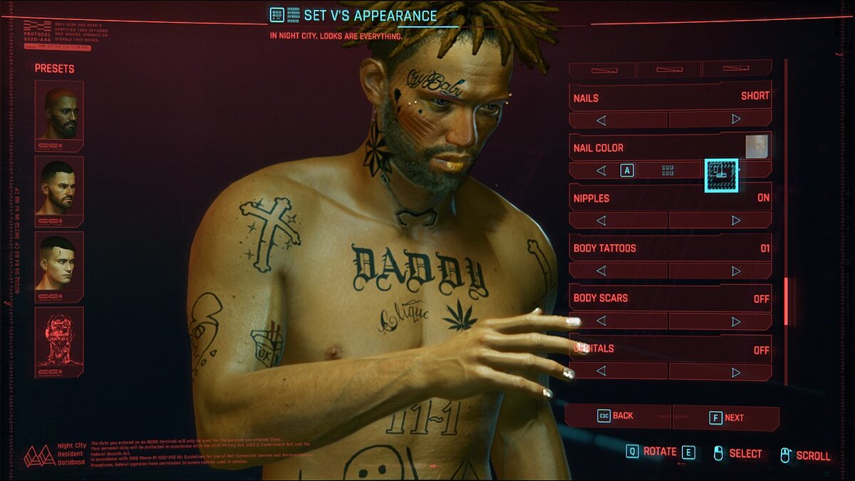 Cyberpunk 2077 — Tattoos of rapper Lil Peep