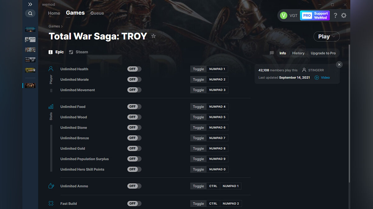 Total War Saga: Troy — Trainer (+13) from 09/14/2021 [WeMod]