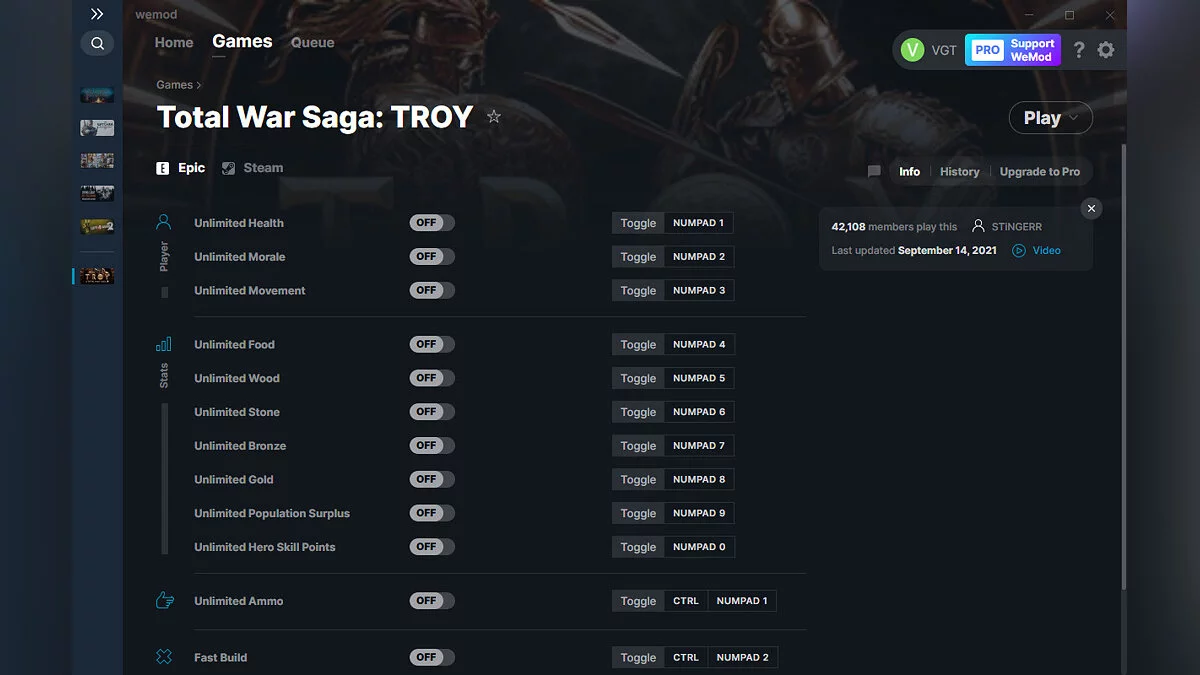 Total War Saga: Troy — Trainer (+13) from 09/14/2021 [WeMod]