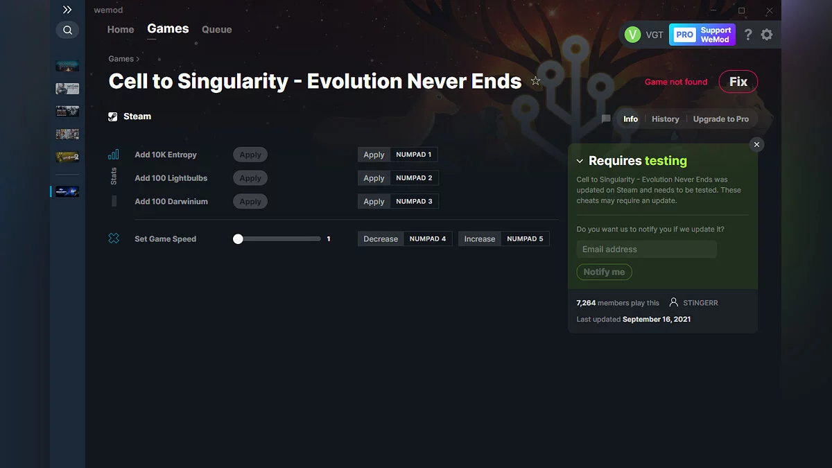 Cell to Singularity - Evolution Never Ends — Entrenador (+4) del 16/09/2021 [WeMod]