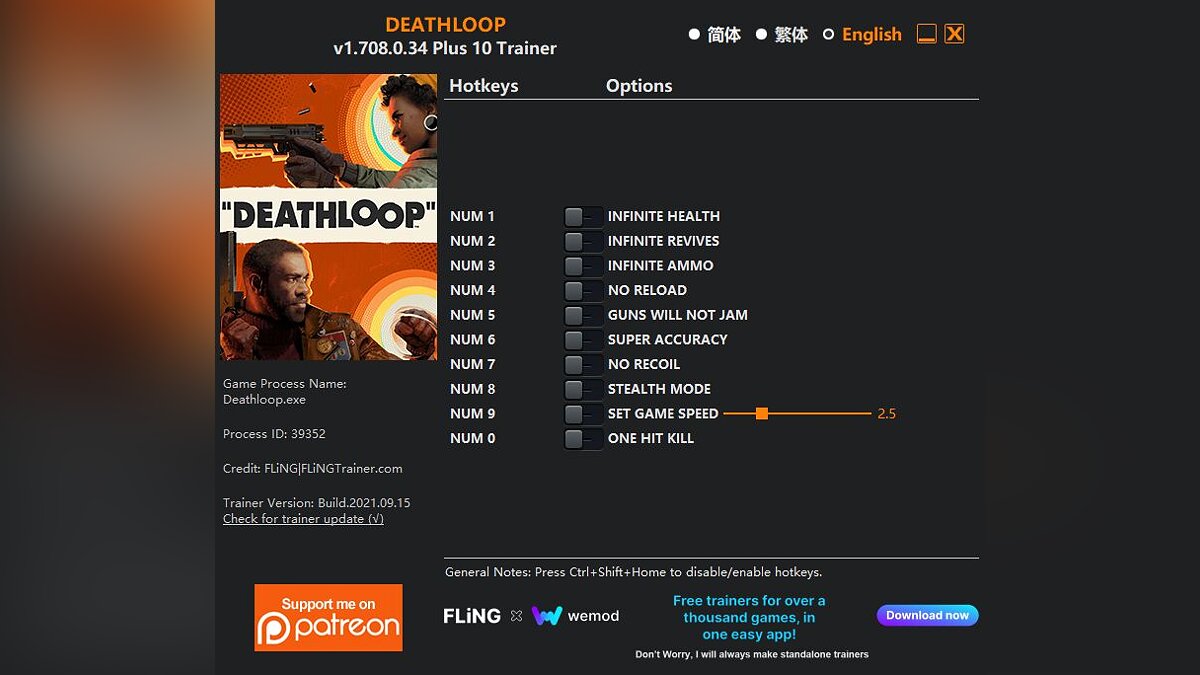 Deathloop — Trainer (+10) [1.708.0.34]