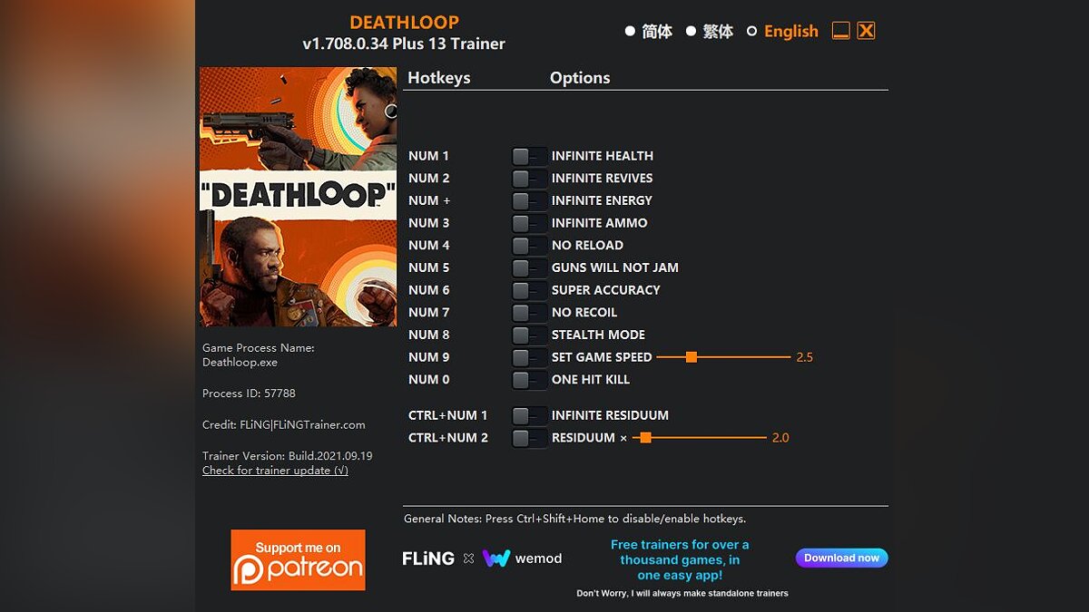 Deathloop — Trainer (+13) [1.708.0.34]