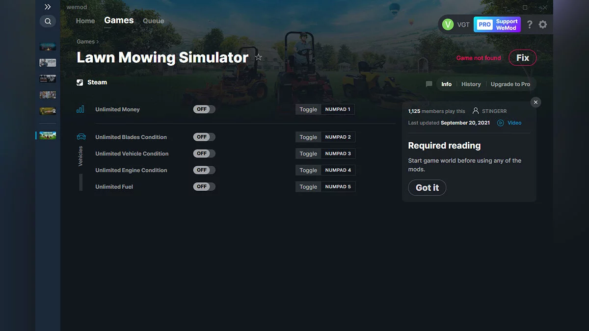 Lawn Mowing Simulator — Trainer (+5) from 09.20.2021 [WeMod]