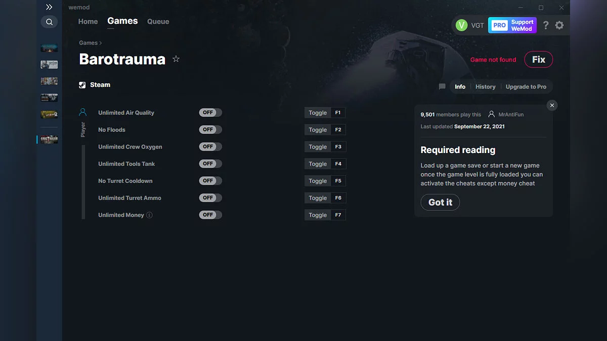 Barotrauma — Trainer (+7) from 09.22.2021 [WeMod]