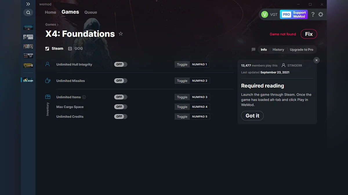 X4: Foundations — Formateur (+5) du 23/09/2021 [WeMod]