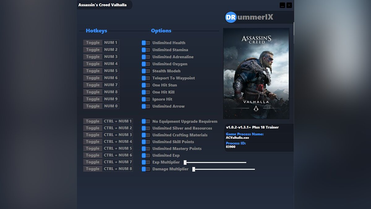 Assassin&#039;s Creed Valhalla — Trainer (+18) [Game Version: v1.0.2-v1.3.1+]