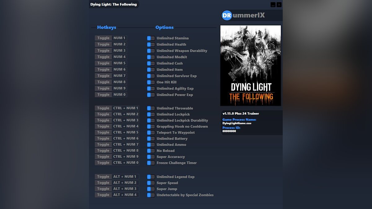 Dying Light — Trainer (+24) [from 08/20/2021 v1.15.0+]