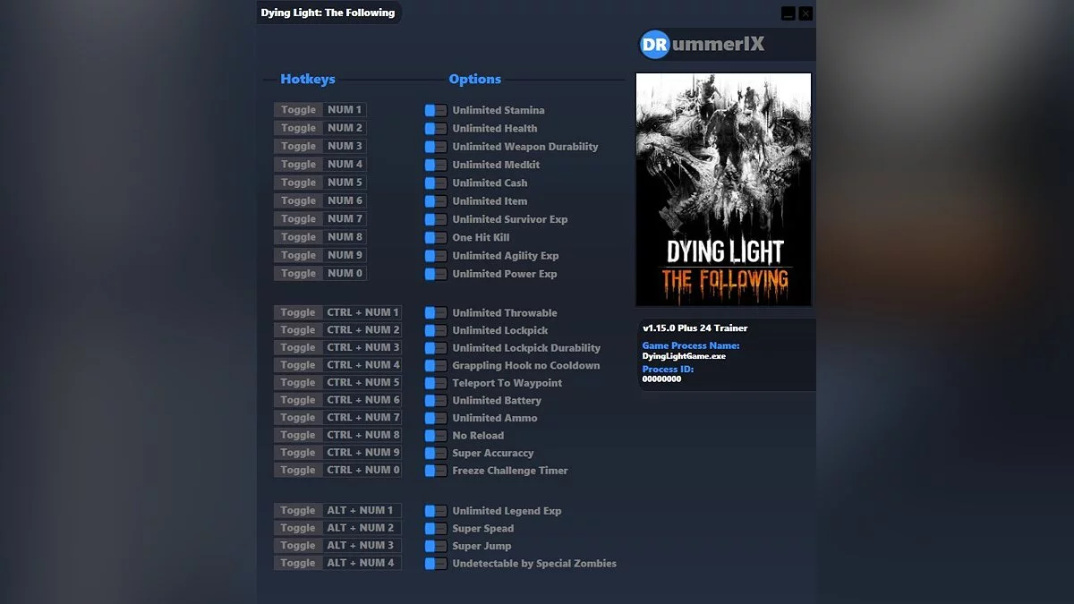 Dying Light — Trainer (+24) [from 08/20/2021 v1.15.0+]