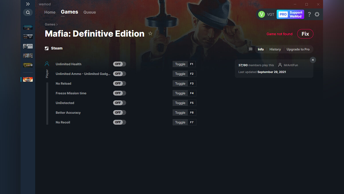 Mafia: Definitive Edition — Trainer (+7) from 09.29.2021 [WeMod]