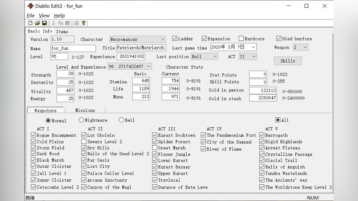 Diablo 2: Resurrected — Character editor [0.4]