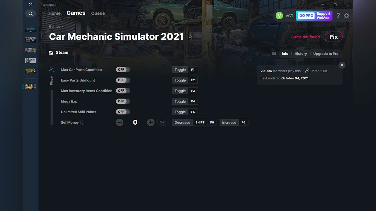 Car Mechanic Simulator 2021 — Trainer (+6) from 10/04/2021 [WeMod]