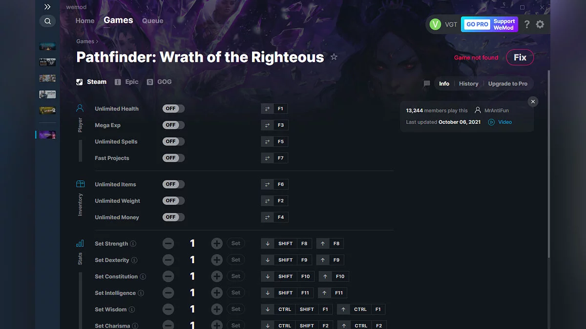 Pathfinder: Wrath of the Righteous — Formateur (+18) du 10/06/2021 [WeMod]