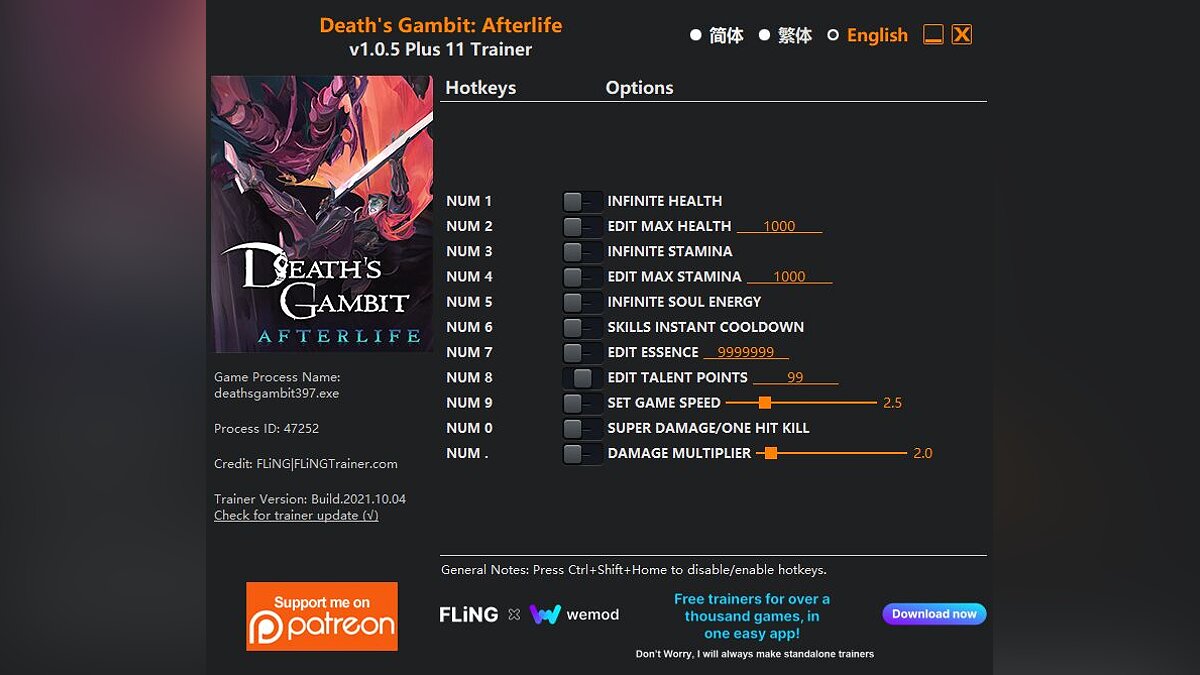 Death&#039;s Gambit — Trainer (+11) [1.0.5]