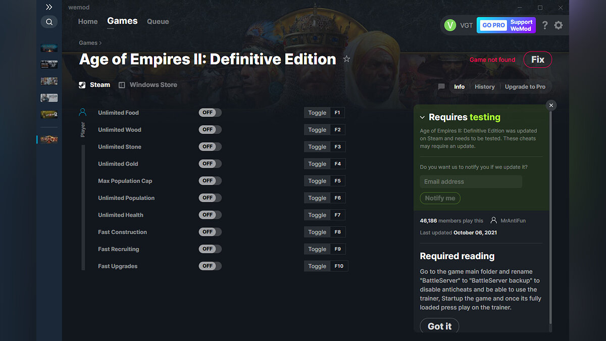 Age Of Empires 2: Definitive Edition — Trainer (+10) from 10/06/2021 [WeMod]