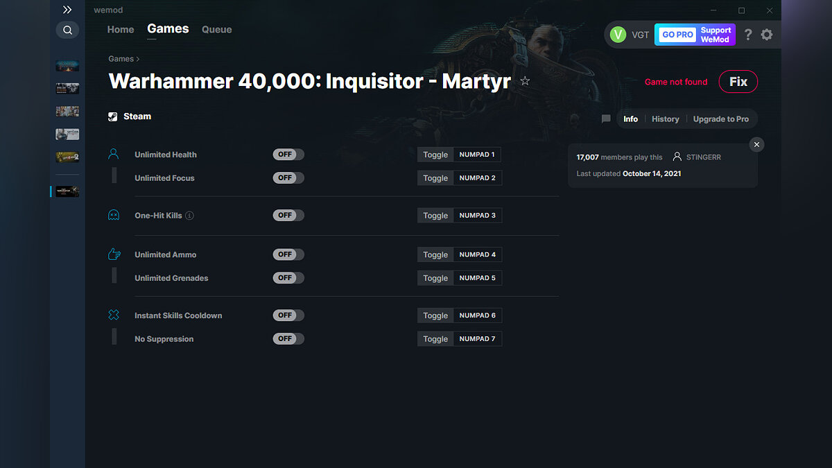 Warhammer 40,000: Inquisitor - Martyr — Trainer (+7) from 10/14/2021 [WeMod]