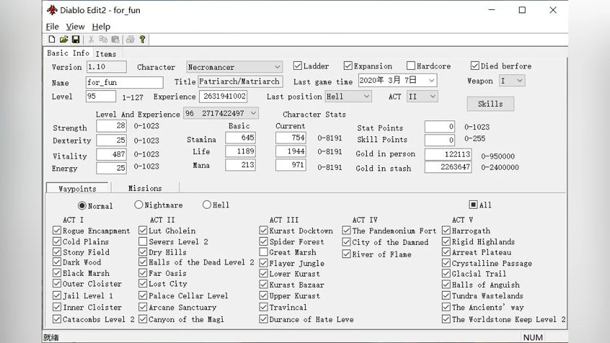 Diablo 2: Resurrected — Character editor [0.6]