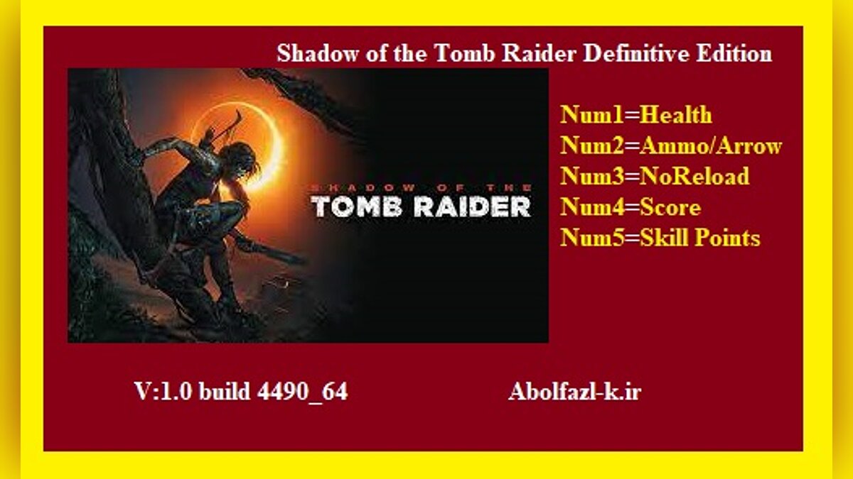 Shadow of the Tomb Raider — Trainer (+5) [1.0: Build 4490_64]