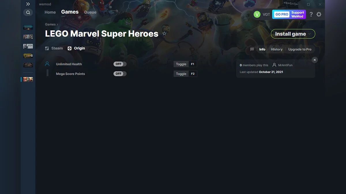 LEGO Marvel Super Heroes — Trainer (+2) from 10/21/2021 [WeMod]