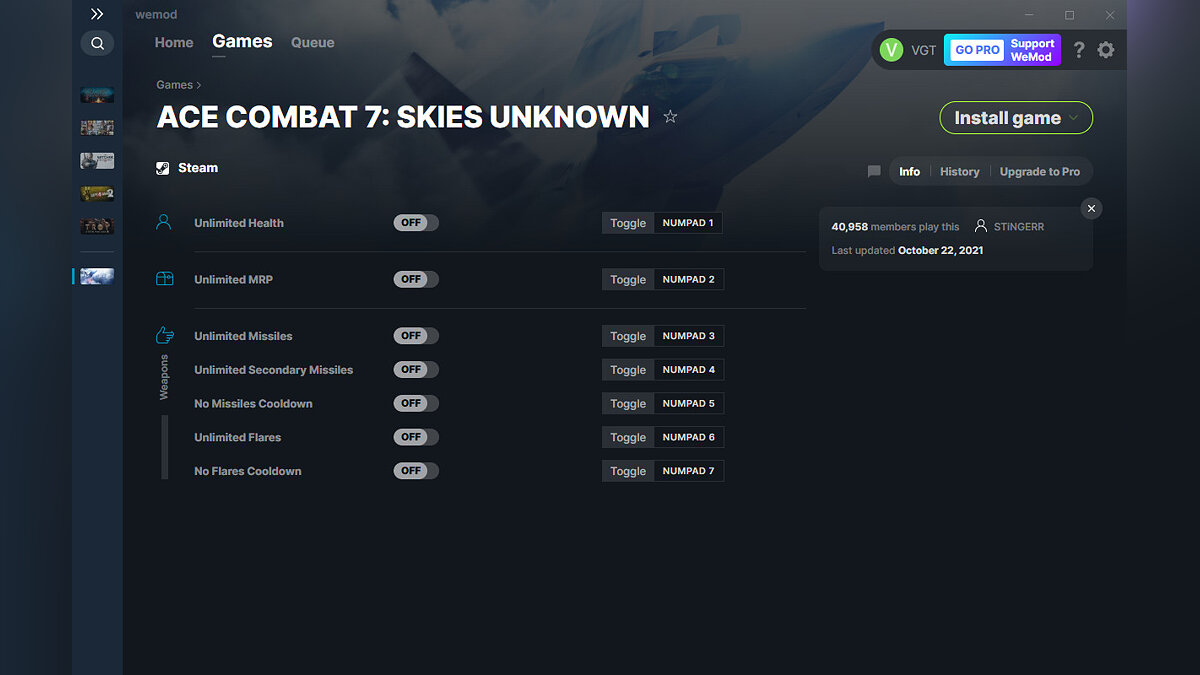 Ace Combat 7: Skies Unknown — Trainer (+7) from 10/22/2021 [WeMod]