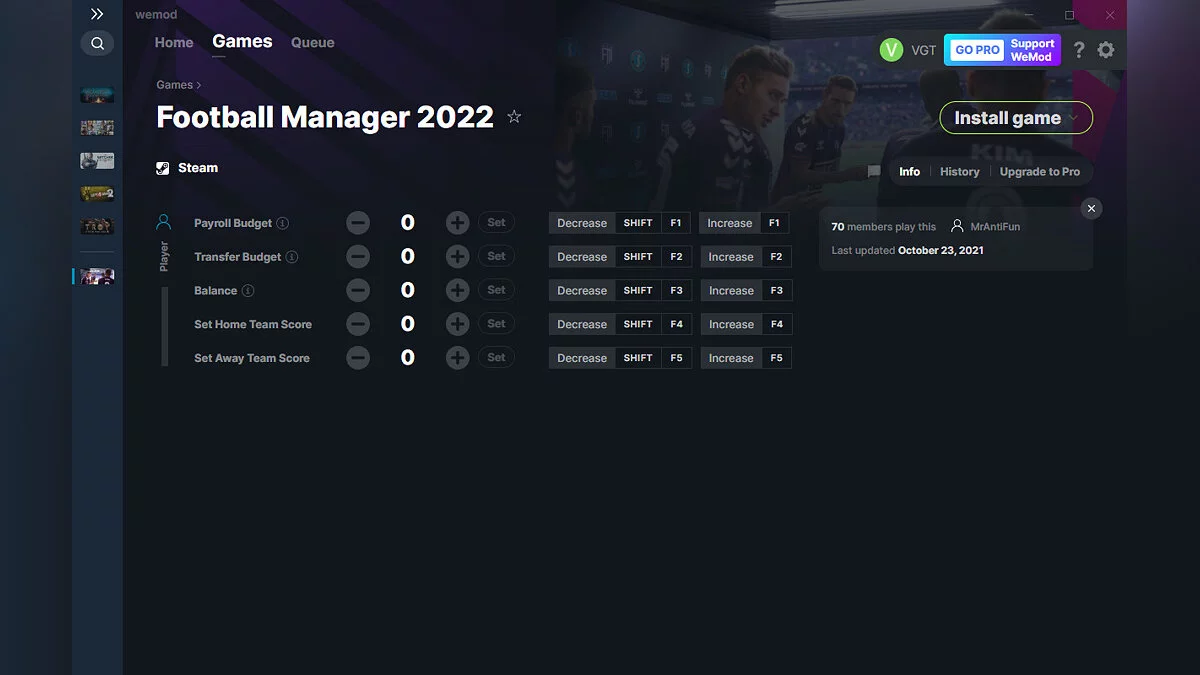 Football Manager 2022 — Trainer (+5) from 10/23/2021 [WeMod]