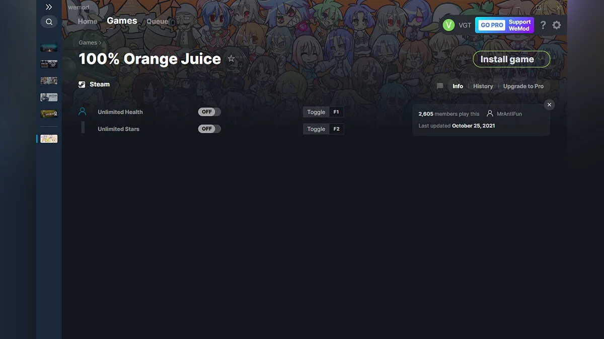 100% Orange Juice — Trainer (+2) from 10.25.2021 [WeMod]