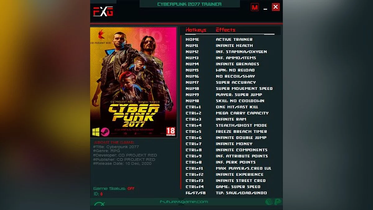 Cyberpunk 2077 — Trainer (+25) [1.03 - v1.3x]