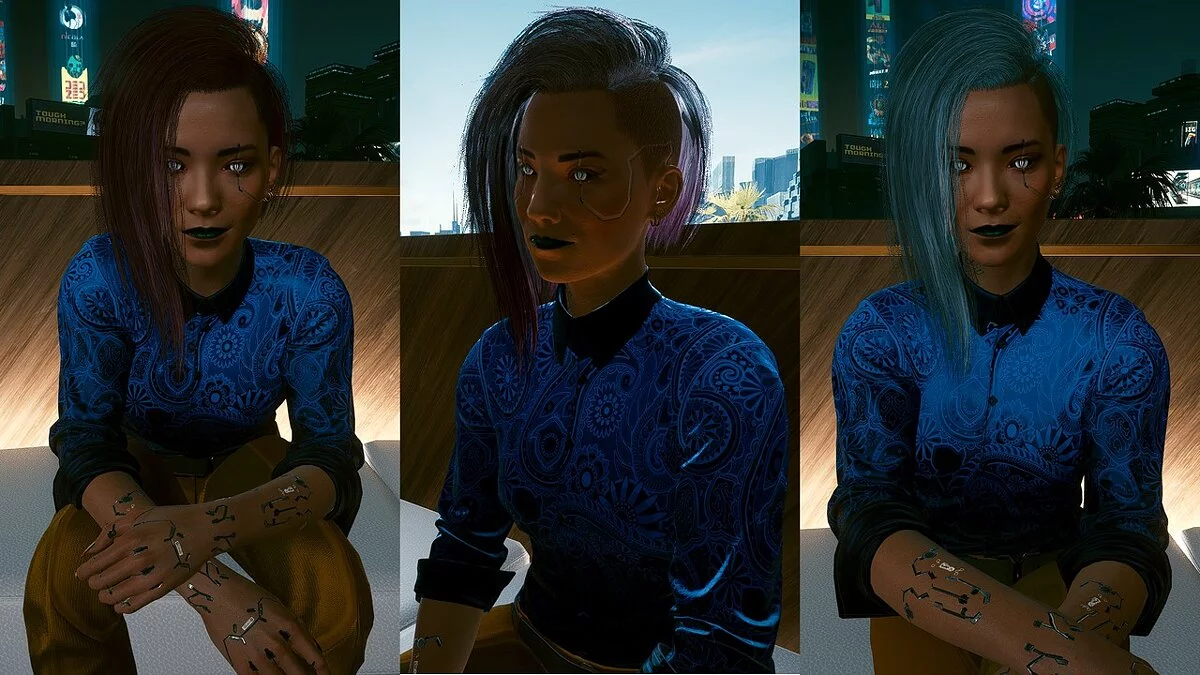 Cyberpunk 2077 — Several hair colors