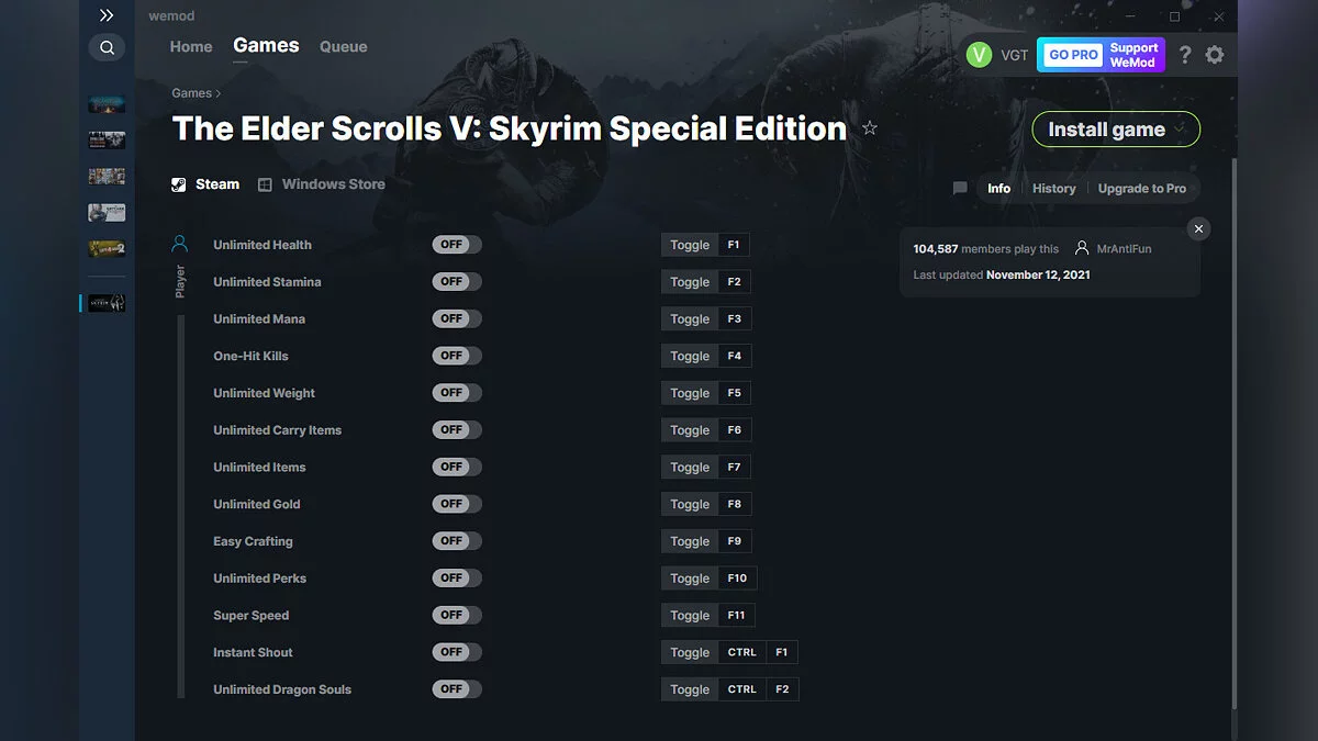 Elder Scrolls 5: Skyrim Special Edition — Trainer (+13) from 11/12/2021 [WeMod]