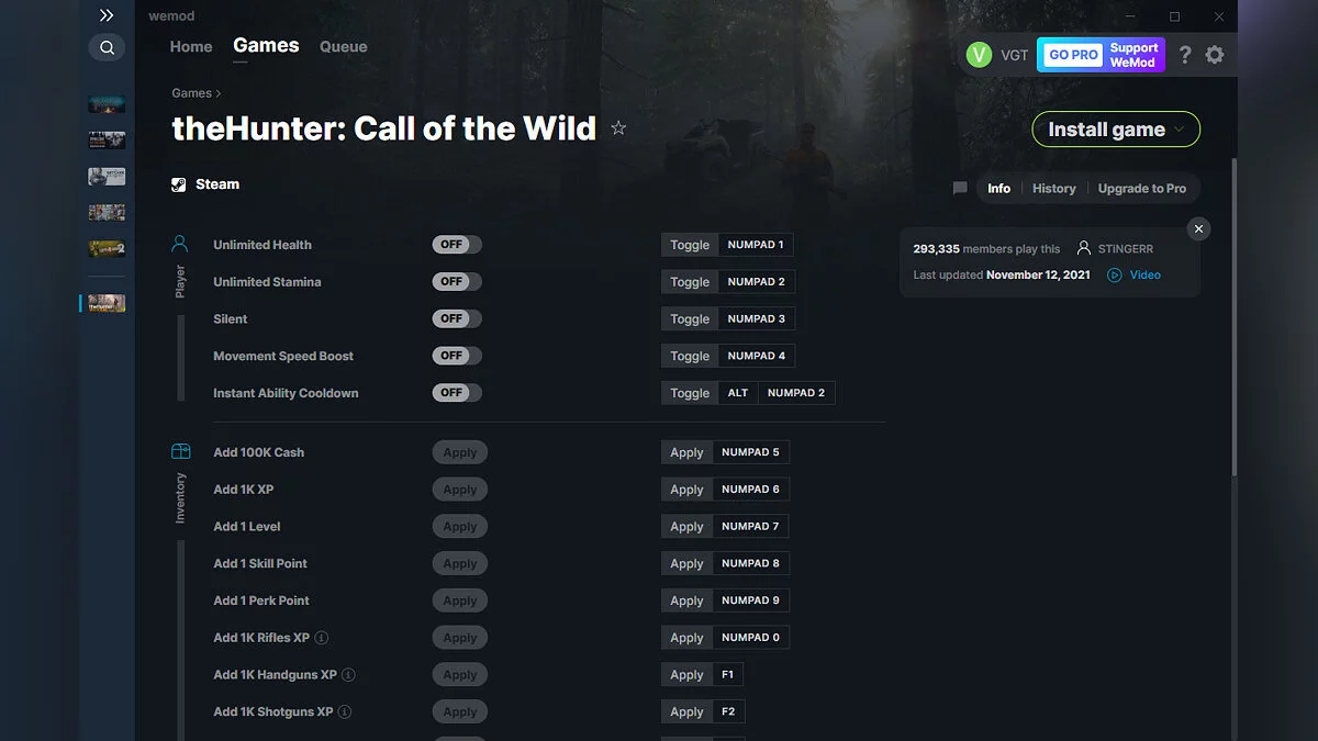 theHunter: Call of the Wild — Entrenador (+26) del 12/11/2021 [WeMod]