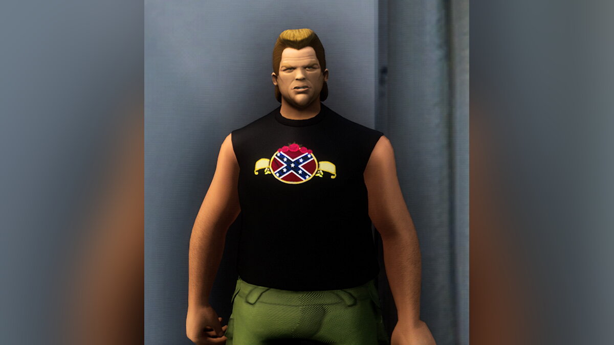 GTA: The Trilogy – The Definitive Edition — Confederate flag on Phil's T-shirt