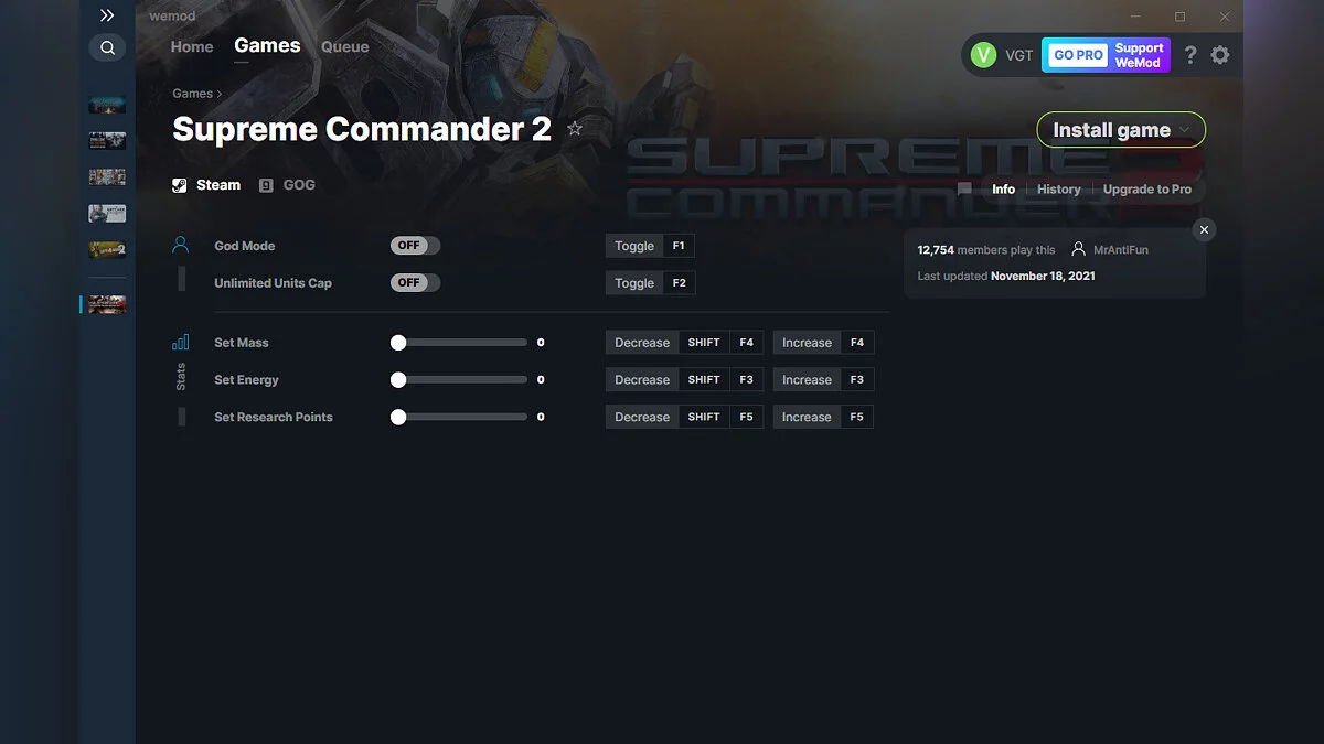 Supreme Commander 2 — Formateur (+5) du 18/11/2021 [WeMod]