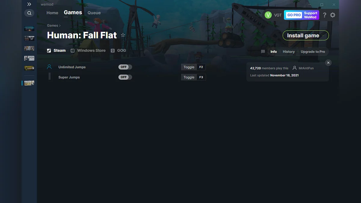 Human: Fall Flat — Трейнер (+2) от 18.11.2021 [WeMod]