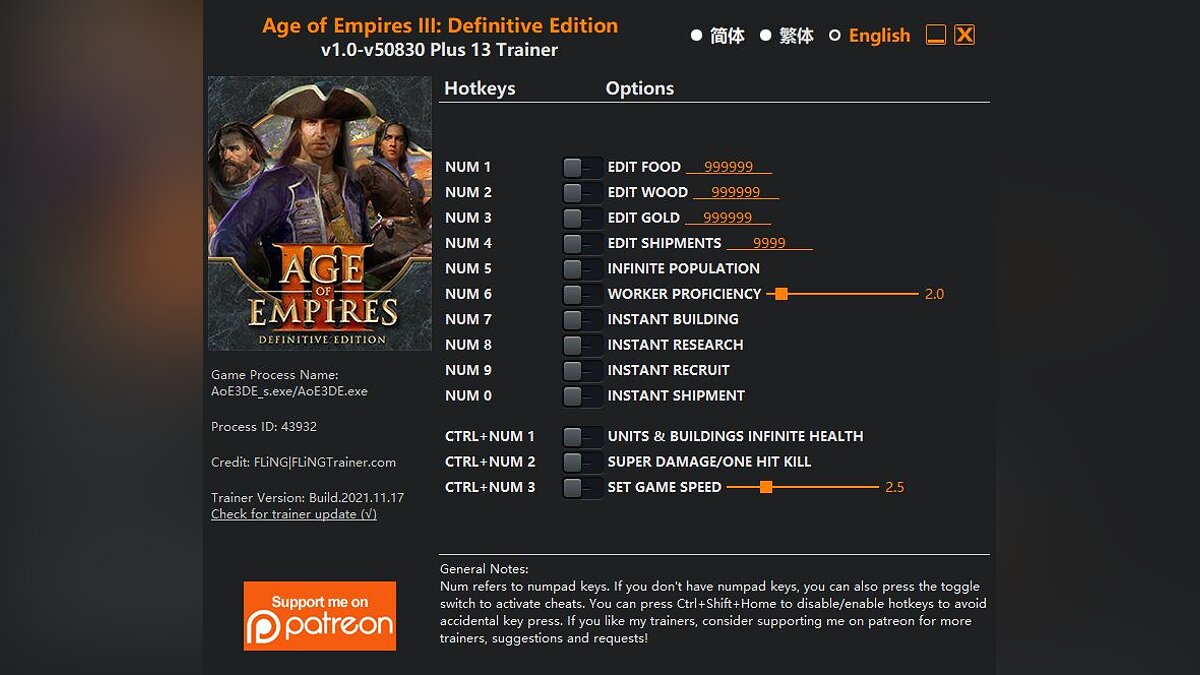 Age Of Empires 3: Definitive Edition — Trainer (+13) [1.0 - 50830]