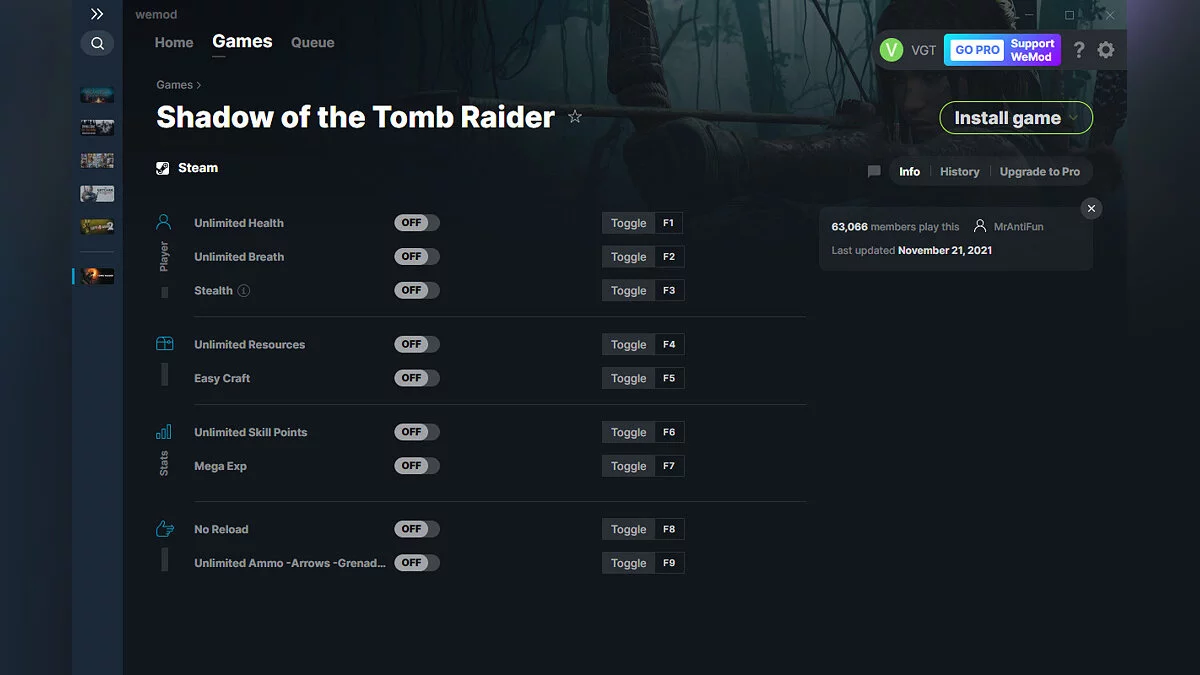 Shadow of the Tomb Raider — Trainer (+9) from 11/21/2021 [WeMod]