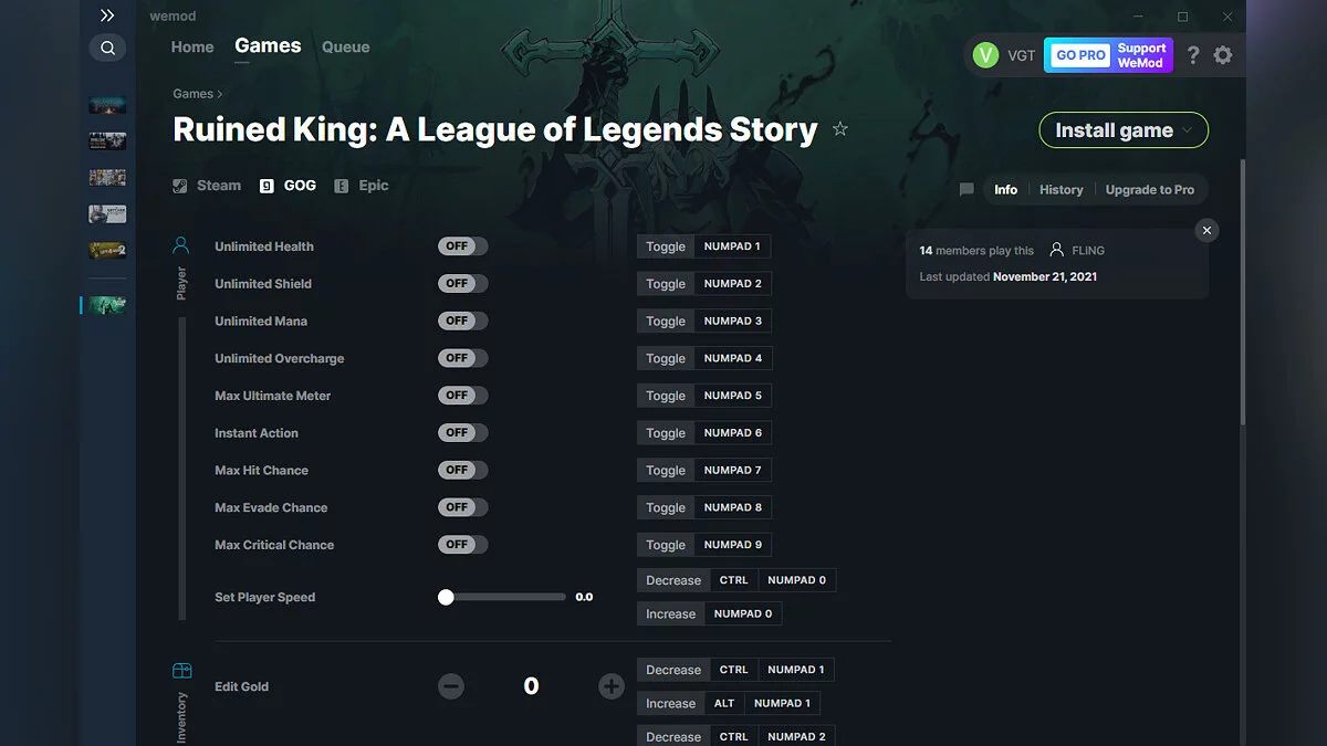 Ruined King: A League of Legends Story — Trener (+27) od 21.11.2021 [WeMod]