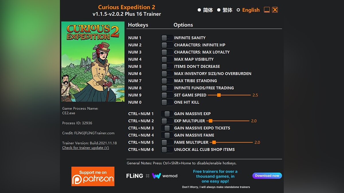 Curious Expedition 2 — Trainer (+16) [1.1.5 - 2.0.2]