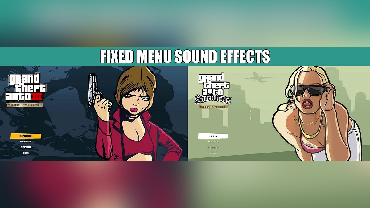 GTA: The Trilogy – The Definitive Edition — Old menu sounds for GTA 3 and GTA San Andreas