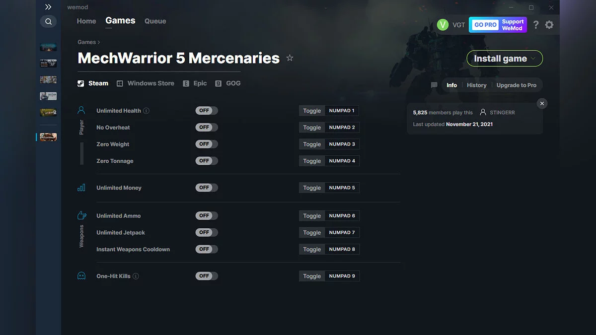 MechWarrior 5: Mercenaries — Entrenador (+9) del 21/11/2021 [WeMod]