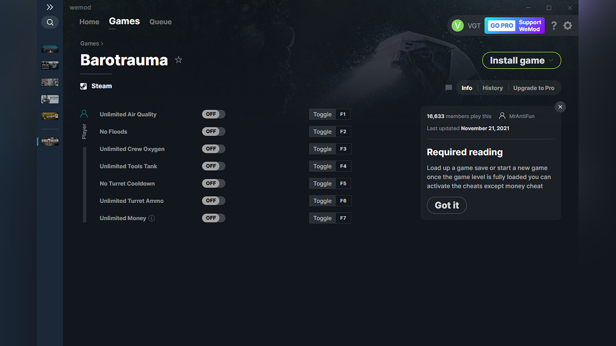 Barotrauma — Trainer (+7) from 11/21/2021 [WeMod]