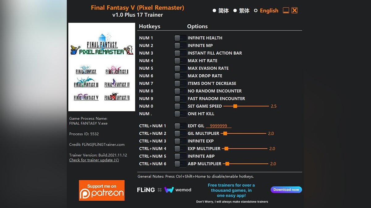 Final Fantasy V Pixel Remaster — Trainer (+17) [1.0]