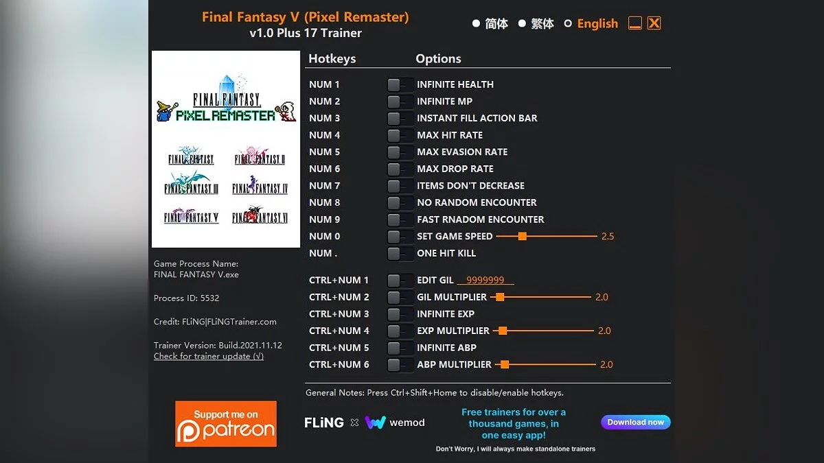 Final Fantasy V Pixel Remaster — Трейнер (+17) [1.0]