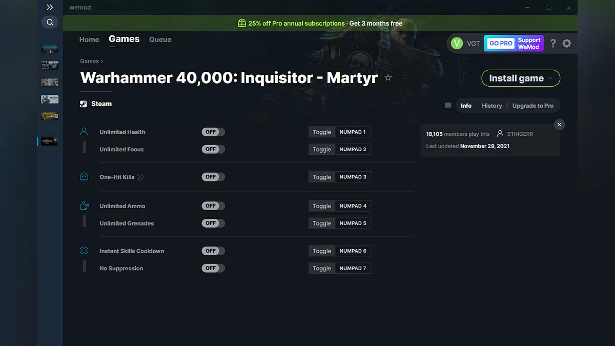 Warhammer 40,000: Inquisitor - Martyr — Trainer (+7) from 11/29/2021 [WeMod]