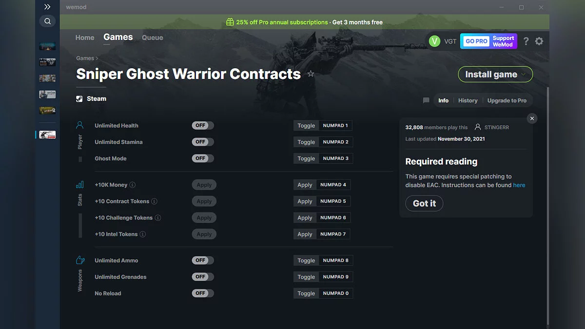 Sniper Ghost Warrior Contracts — Trainer (+10) from 11/30/2021 [WeMod]