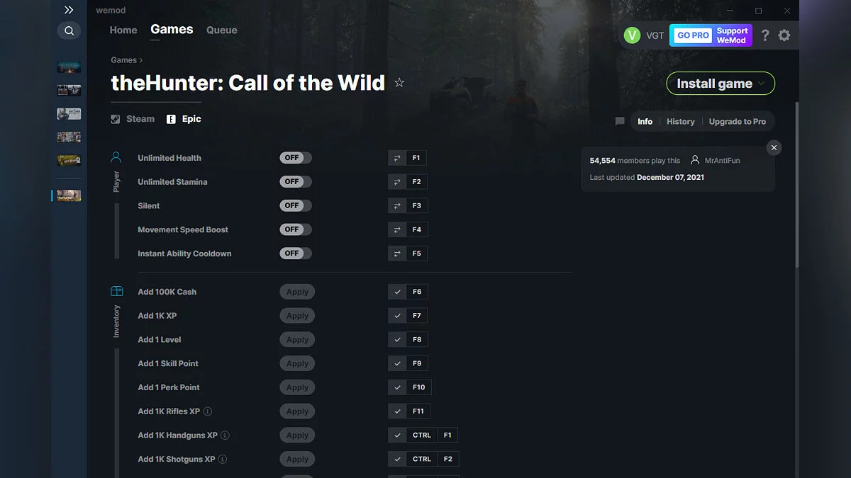 theHunter: Call of the Wild — Entrenador (+33) del 07/12/2021 [WeMod]