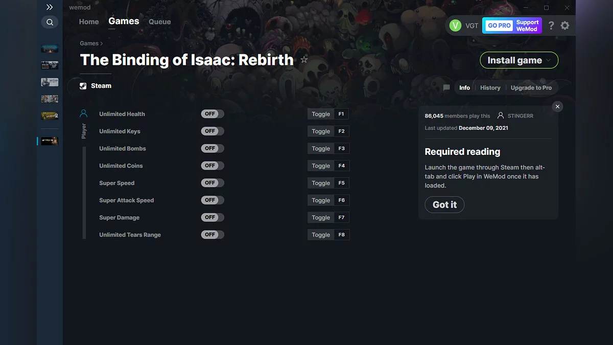 Binding of Isaac: Rebirth — Trainer (+8) from 09.12.2021 [WeMod]