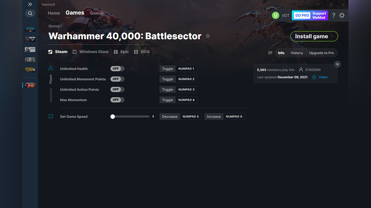 Warhammer 40,000: Battlesector — Trainer (+5) from 09.12.2021 [WeMod]