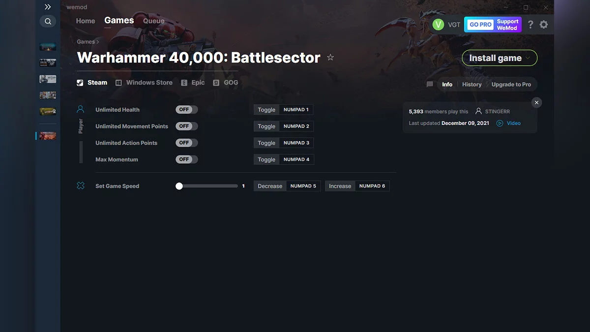 Warhammer 40,000: Battlesector — Trainer (+5) from 09.12.2021 [WeMod]