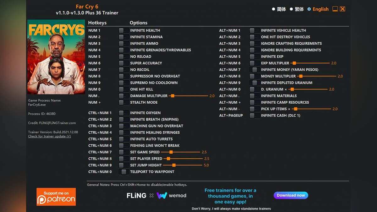 Far Cry 6 — Trainer (+21/+35/+36) [1.1.0 - 1.3.0]