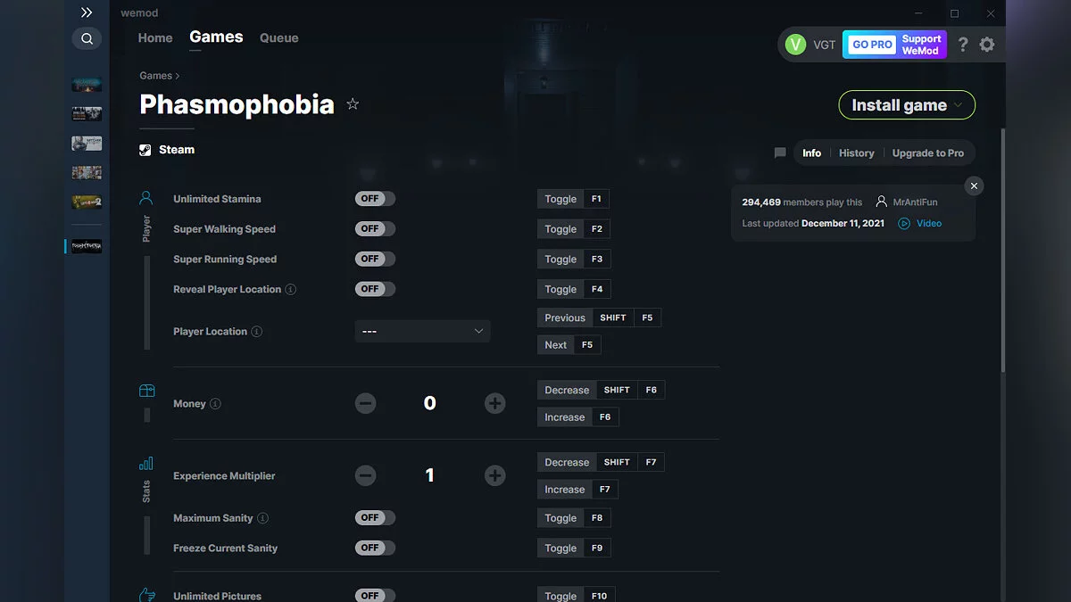 Phasmophobia — Trener (+22) od 11.12.2021 [WeMod]