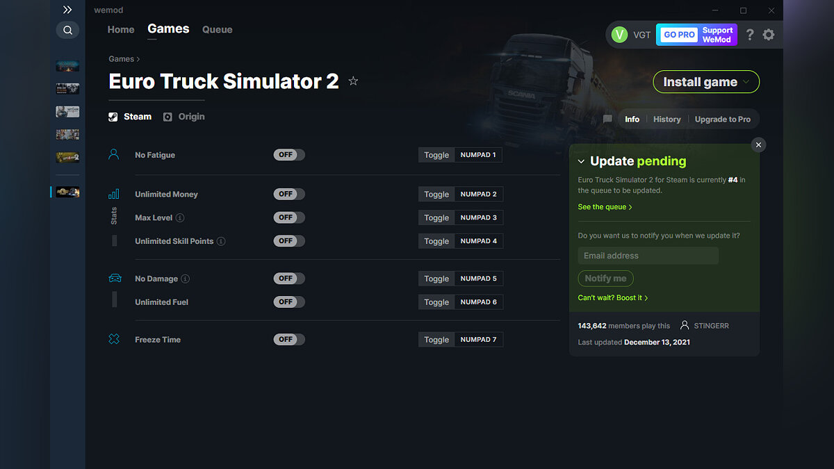 Euro Truck Simulator 2 — Trainer (+7) from 12/13/2021 [WeMod]